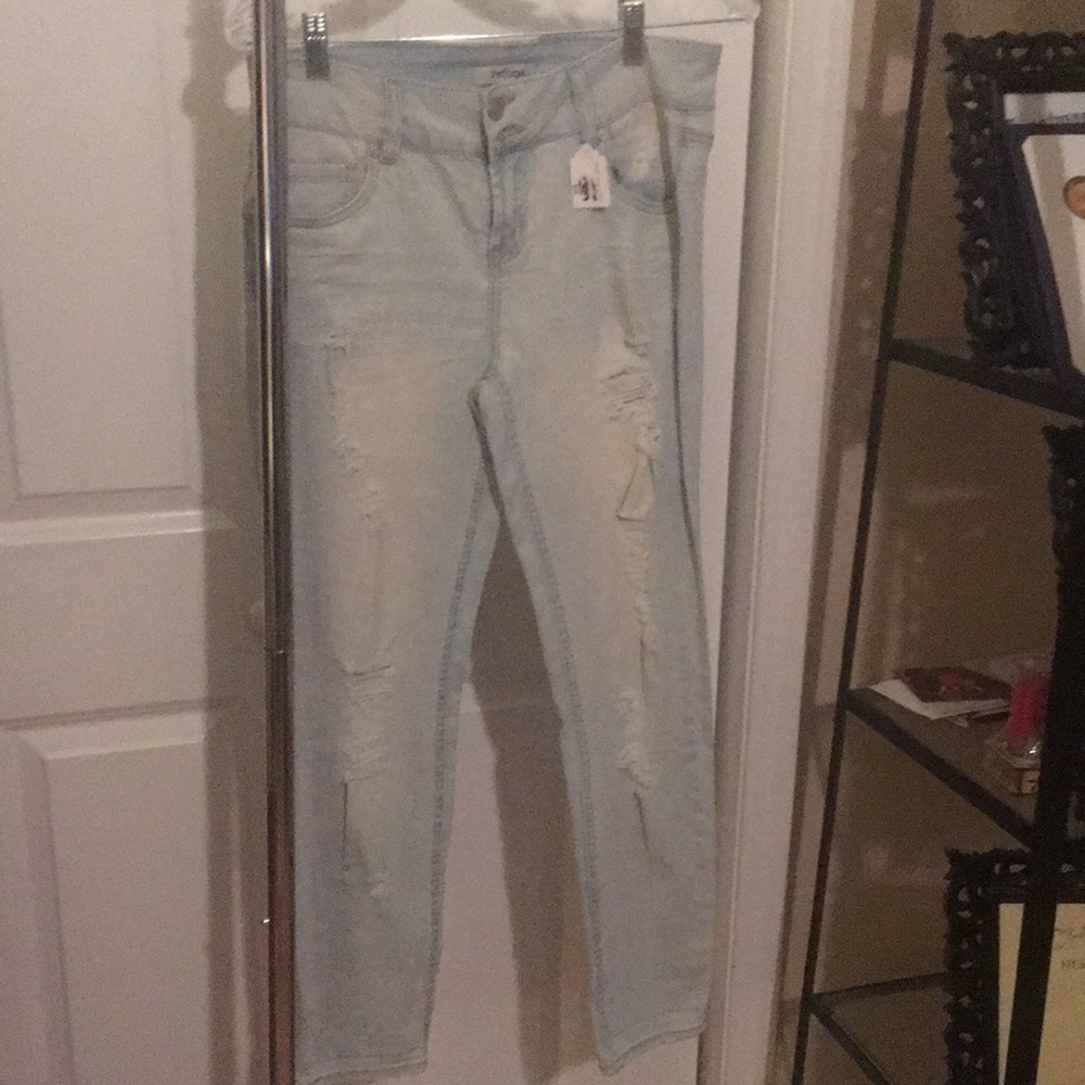 Light Blue Denim Ripped Jeans